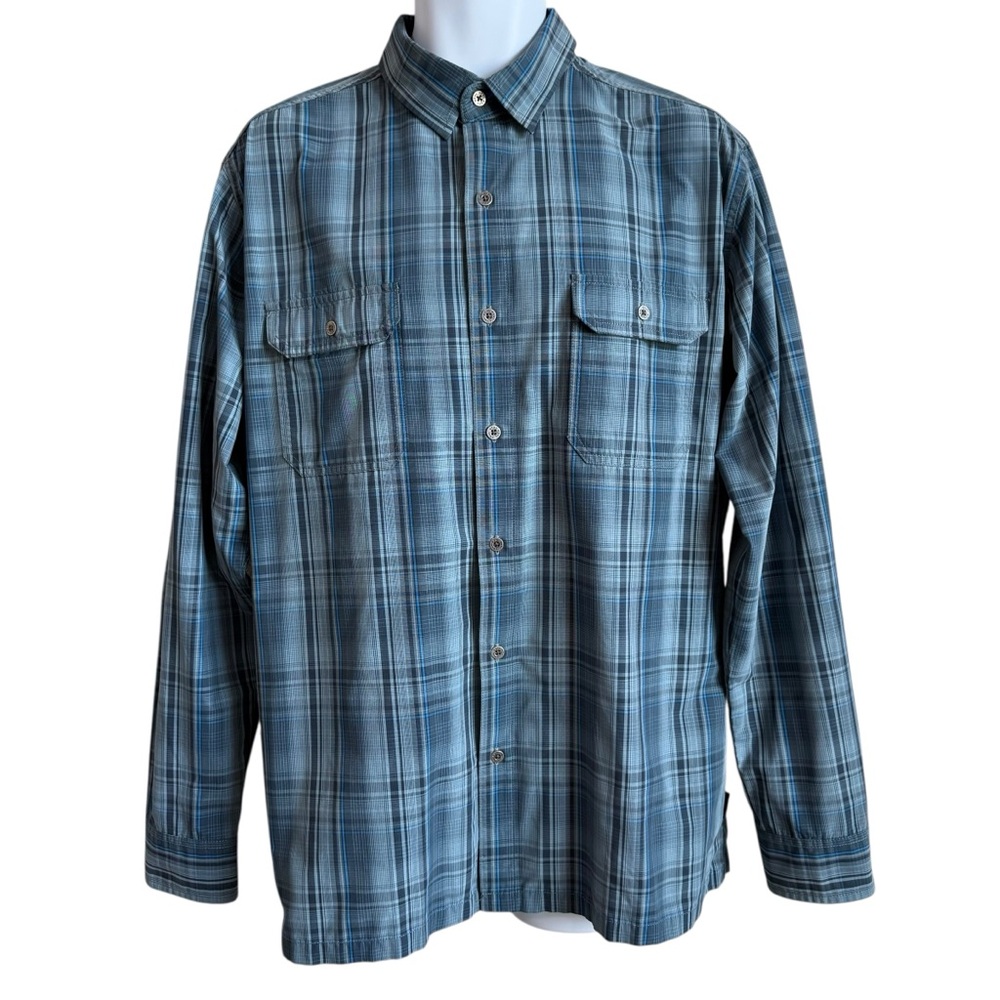 Kuhl Blue Plaid Button Down Shirt L EUC